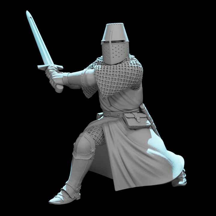 Medieval Crusader Knight – Two-Handed Sword Charging Pose