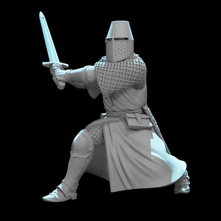 Medieval Crusader Knight – Two-Handed Sword Charging Pose