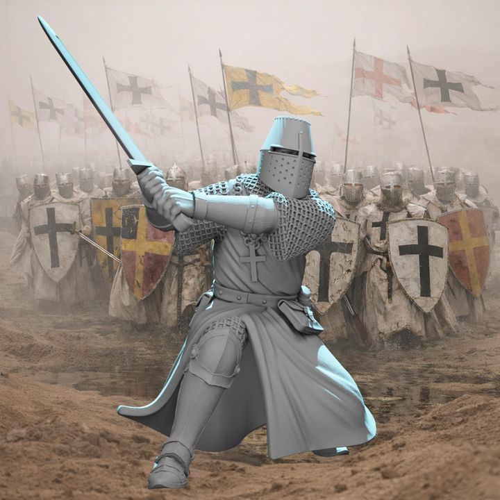 Medieval Crusader Knight – Two-Handed Sword Charging Pose