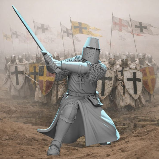 Medieval Crusader Knight – Two-Handed Sword Charging Pose