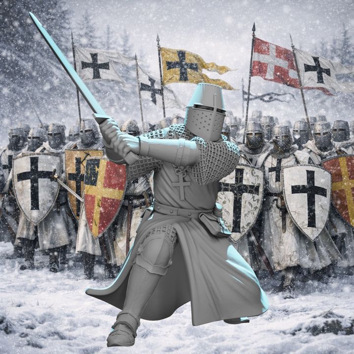 Medieval Crusader Knight – Two-Handed Sword Charging Pose