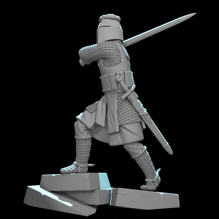 Medieval Knight with Greatsword – Dynamic Combat Pose