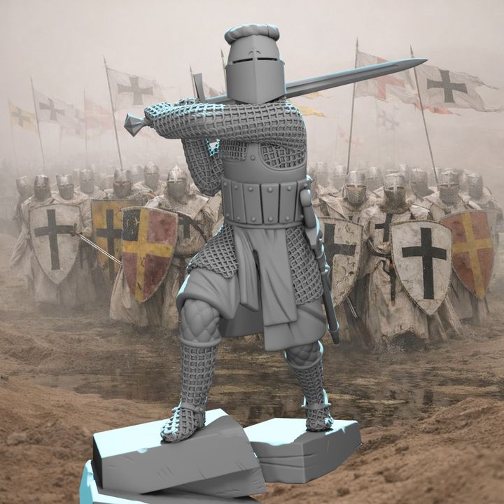 Medieval Knight with Greatsword – Dynamic Combat Pose