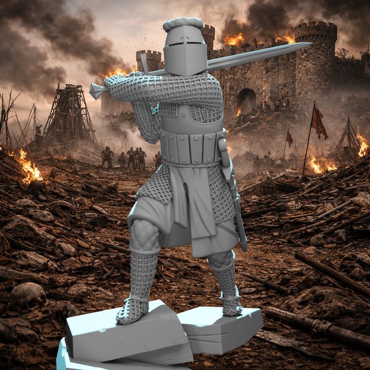 Medieval Knight with Greatsword – Dynamic Combat Pose