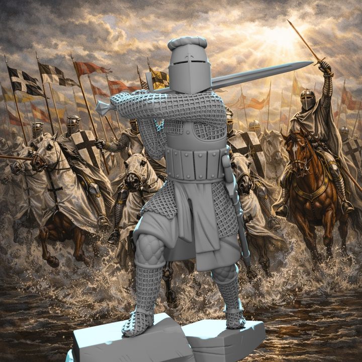 Medieval Knight with Greatsword – Dynamic Combat Pose
