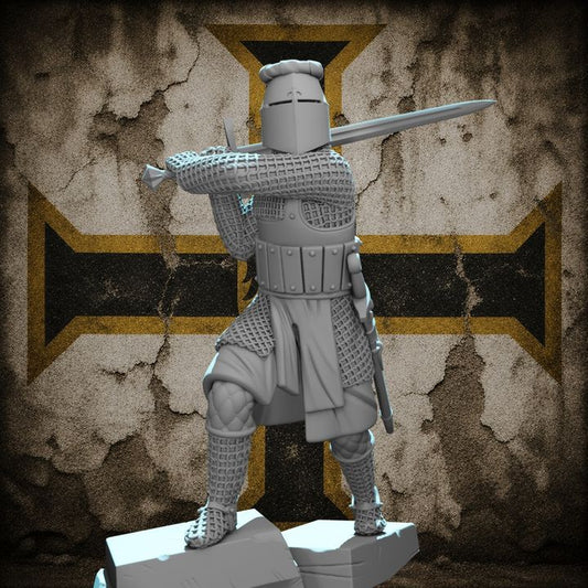 Medieval Knight with Greatsword – Dynamic Combat Pose