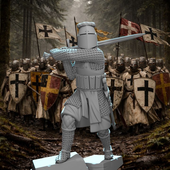 Medieval Knight with Greatsword – Dynamic Combat Pose