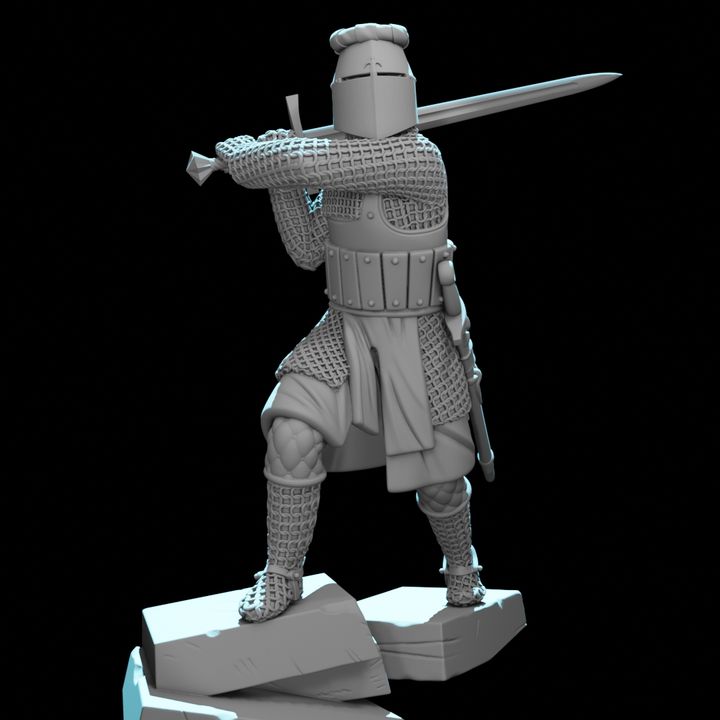 Medieval Knight with Greatsword – Dynamic Combat Pose