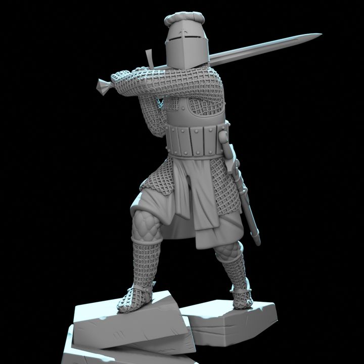 Medieval Knight with Greatsword – Dynamic Combat Pose