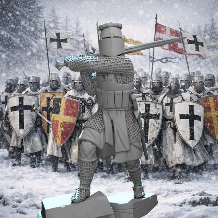 Medieval Knight with Greatsword – Dynamic Combat Pose