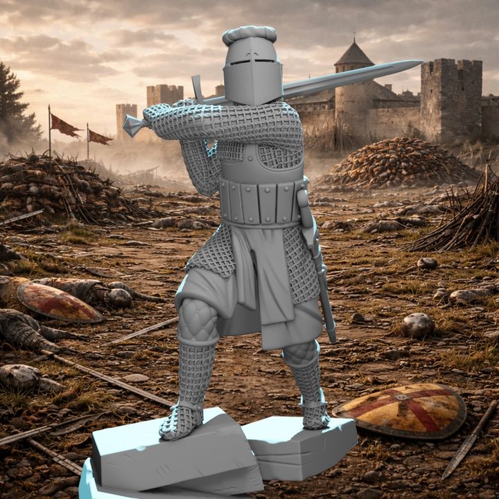 Medieval Knight with Greatsword – Dynamic Combat Pose