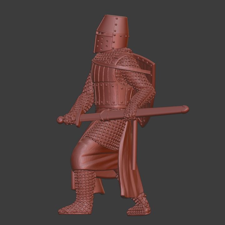 Medieval Crusader Knight Drawing Sword – Great Helm Warrior.