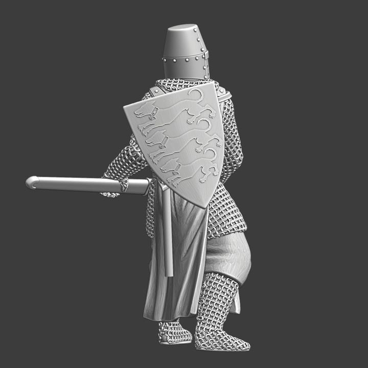 Medieval Crusader Knight Drawing Sword – Great Helm Warrior.
