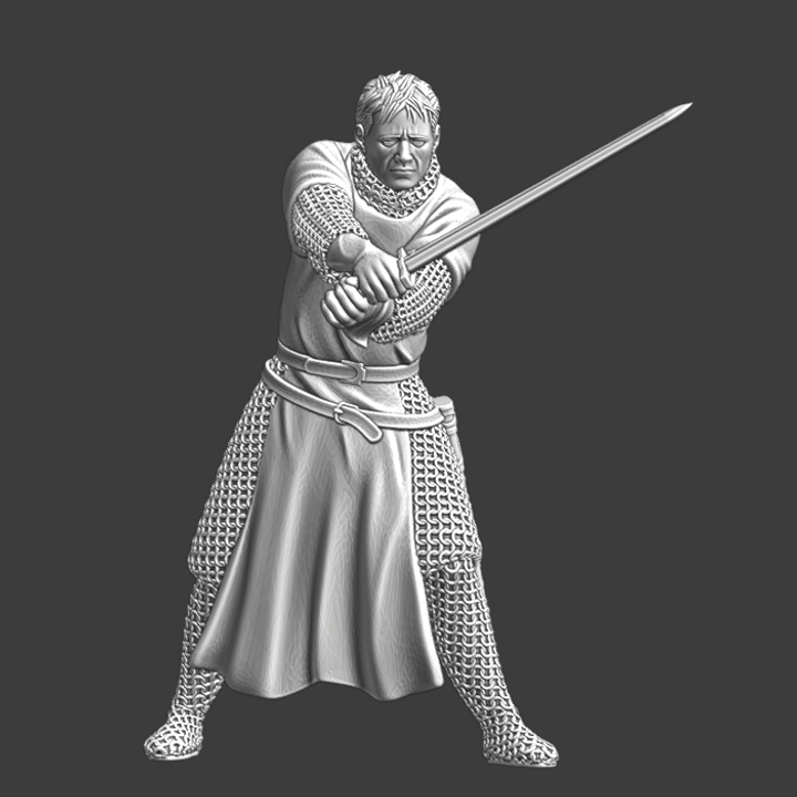 Tired medieval knight - with sword.