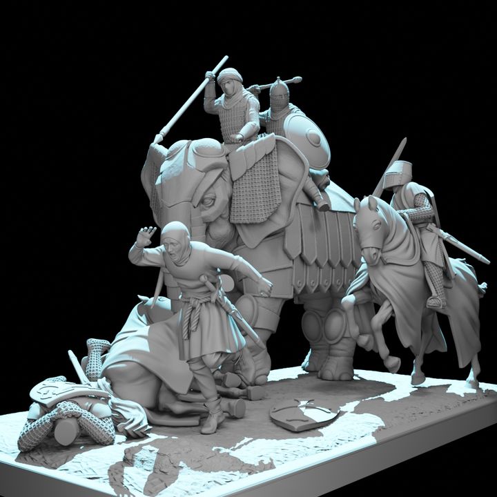 Medieval War Elephant Diorama – Crusades Battle Scene