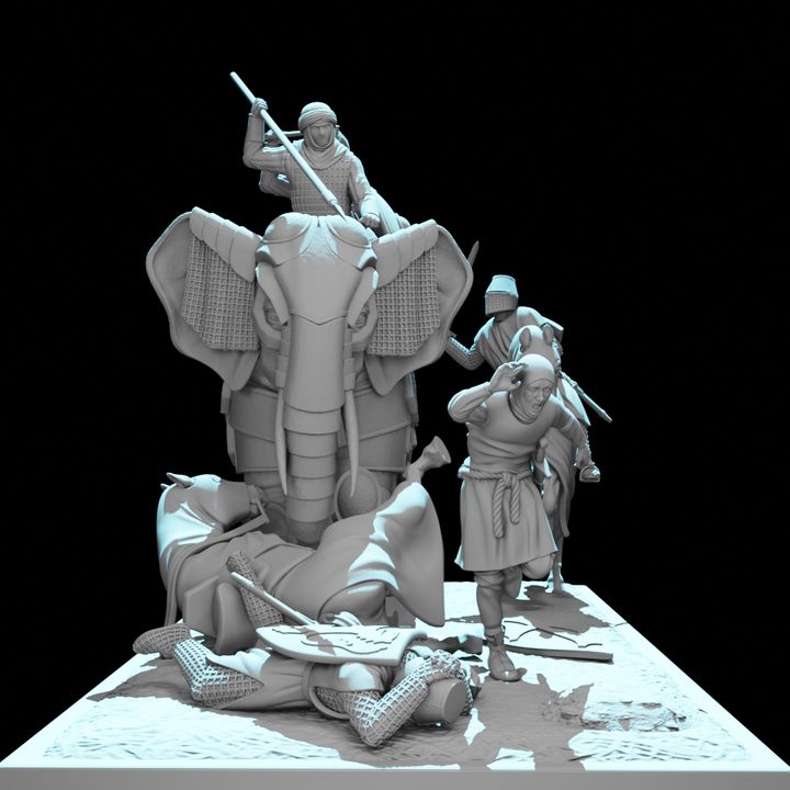 Medieval War Elephant Diorama – Crusades Battle Scene