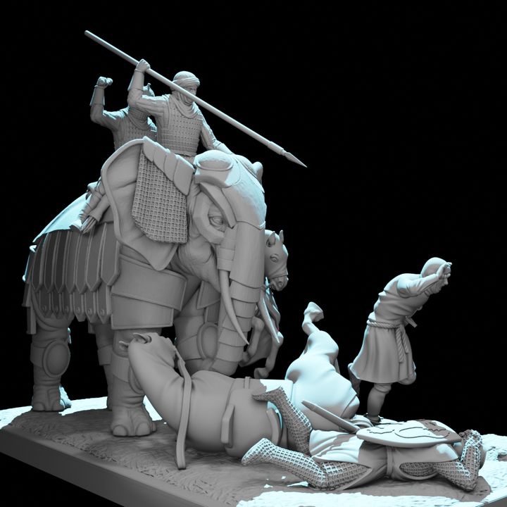 Medieval War Elephant Diorama – Crusades Battle Scene