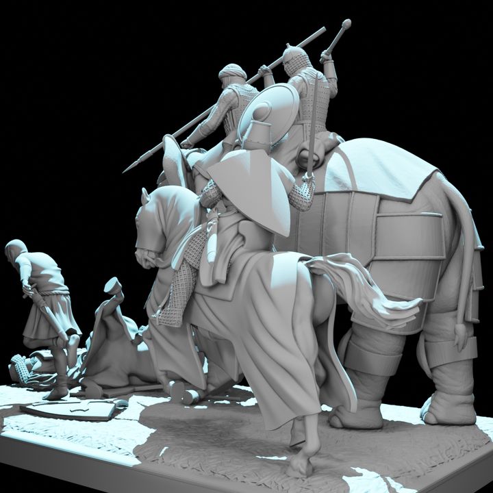 Medieval War Elephant Diorama – Crusades Battle Scene