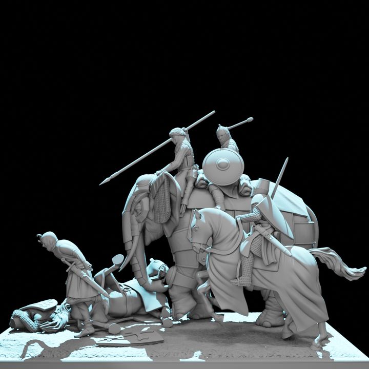 Medieval War Elephant Diorama – Crusades Battle Scene