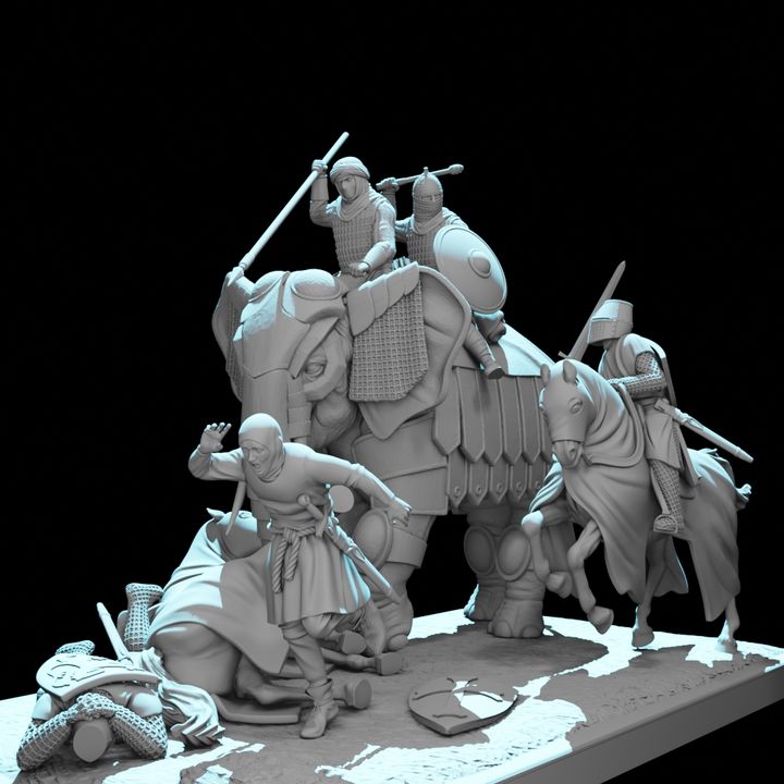 Medieval War Elephant Diorama – Crusades Battle Scene