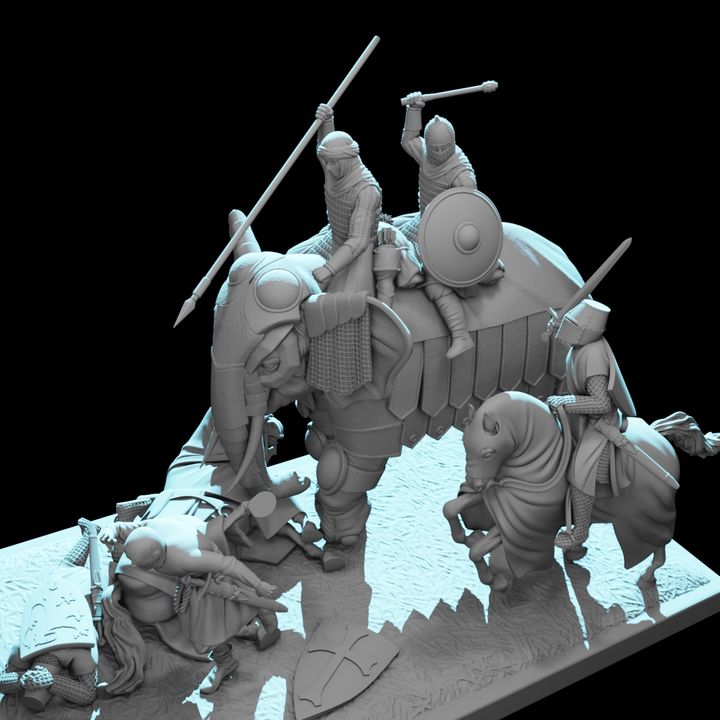 Medieval War Elephant Diorama – Crusades Battle Scene