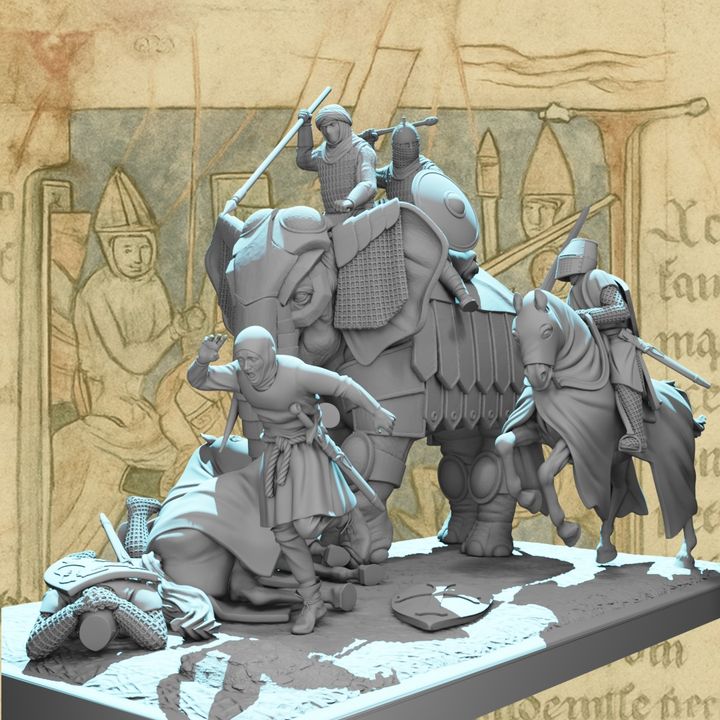 Medieval War Elephant Diorama – Crusades Battle Scene