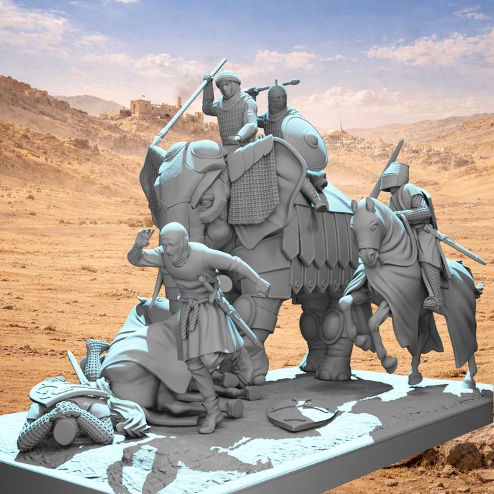 Medieval War Elephant Diorama – Crusades Battle Scene