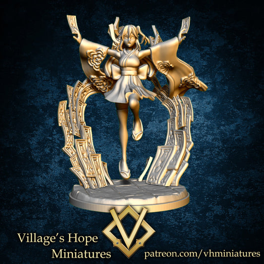 Fantasy Style Miko With Amulet by Village's Hope Miniatures