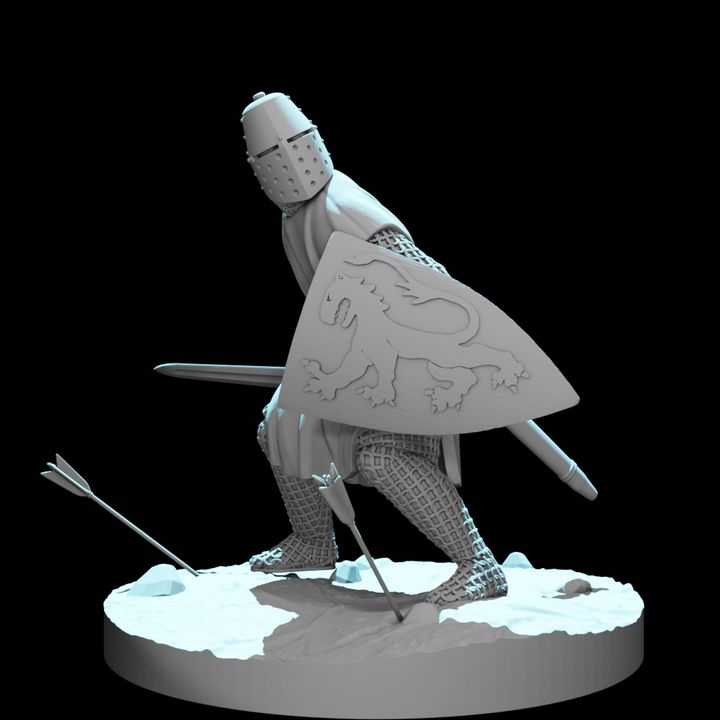 Medieval Knight Under Arrow Fire – Defending with Shield