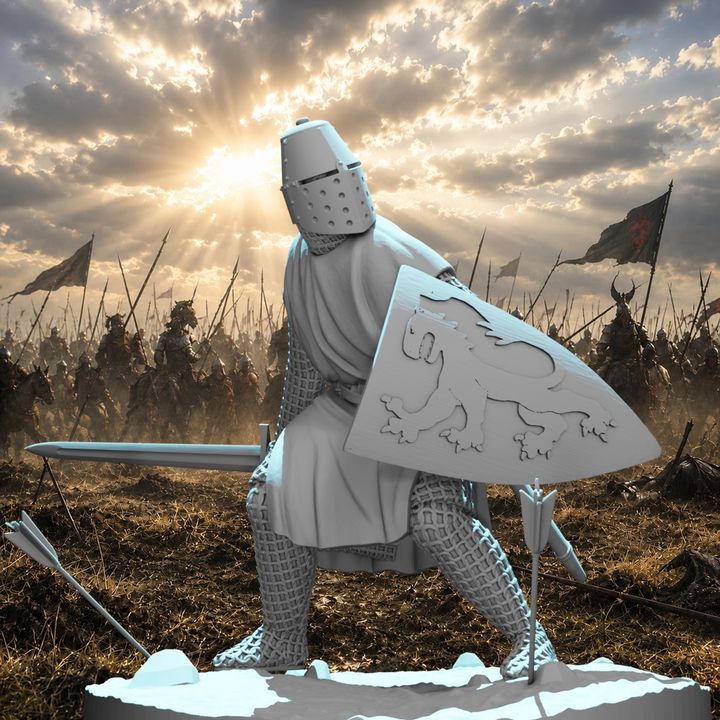 Medieval Knight Under Arrow Fire – Defending with Shield
