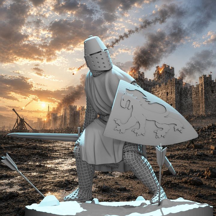 Medieval Knight Under Arrow Fire – Defending with Shield