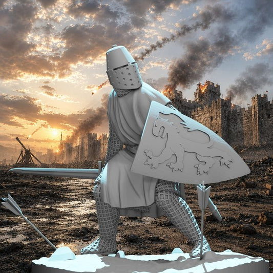 Medieval Knight Under Arrow Fire – Defending with Shield