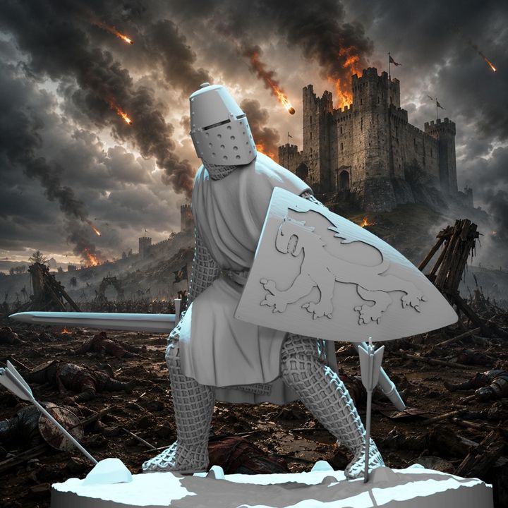 Medieval Knight Under Arrow Fire – Defending with Shield