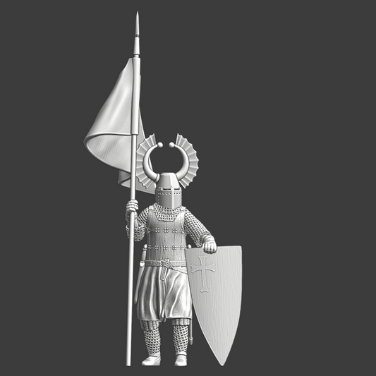 Medieval Teutonic Knight with banner