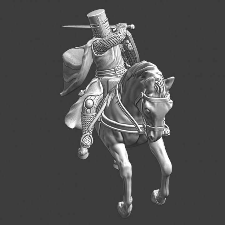 Medieval Order Knight swinging sword