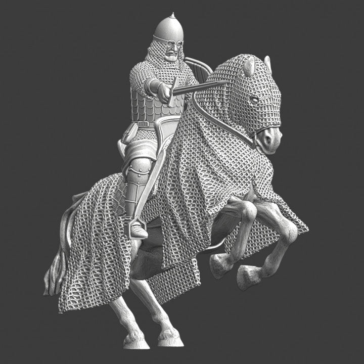 Medieval Kievan-Rus Heavy cavalry with sword.