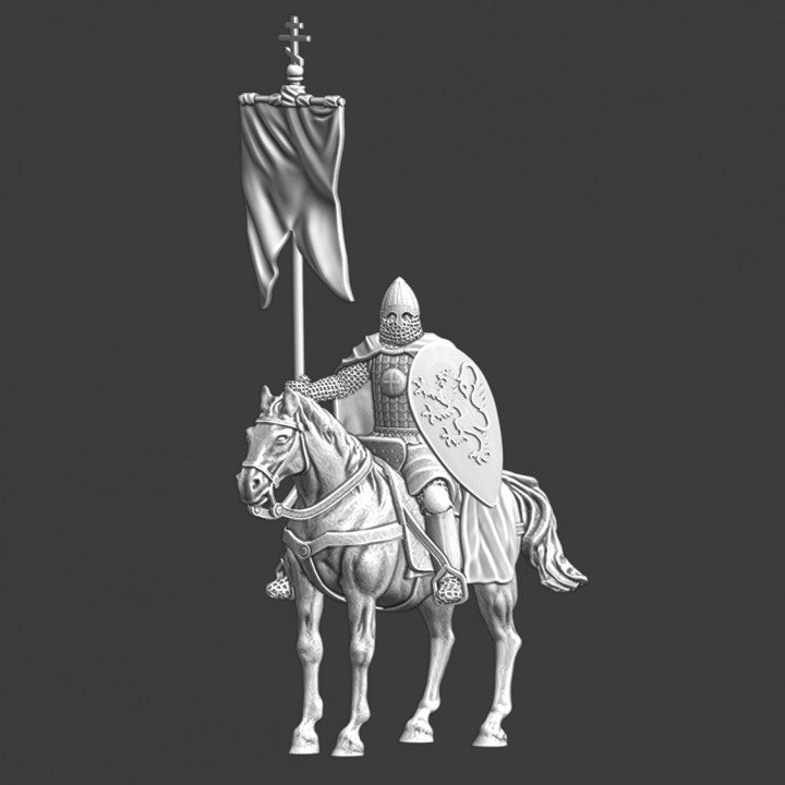 Medieval mounted Kievan-Rus with standard.