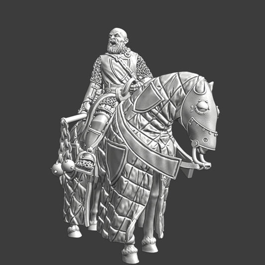 Medieval Knight with helmet in chain.