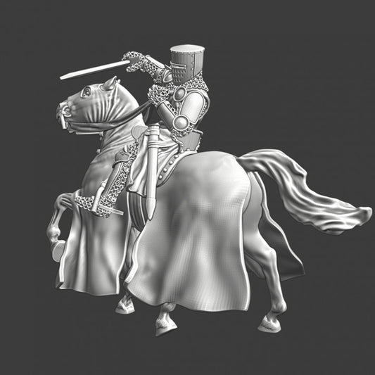 Medieval knight fighting from horseback.