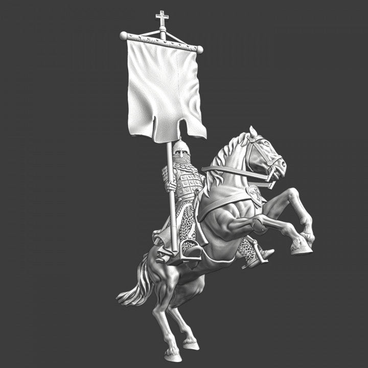 Mounted russian knight with banner