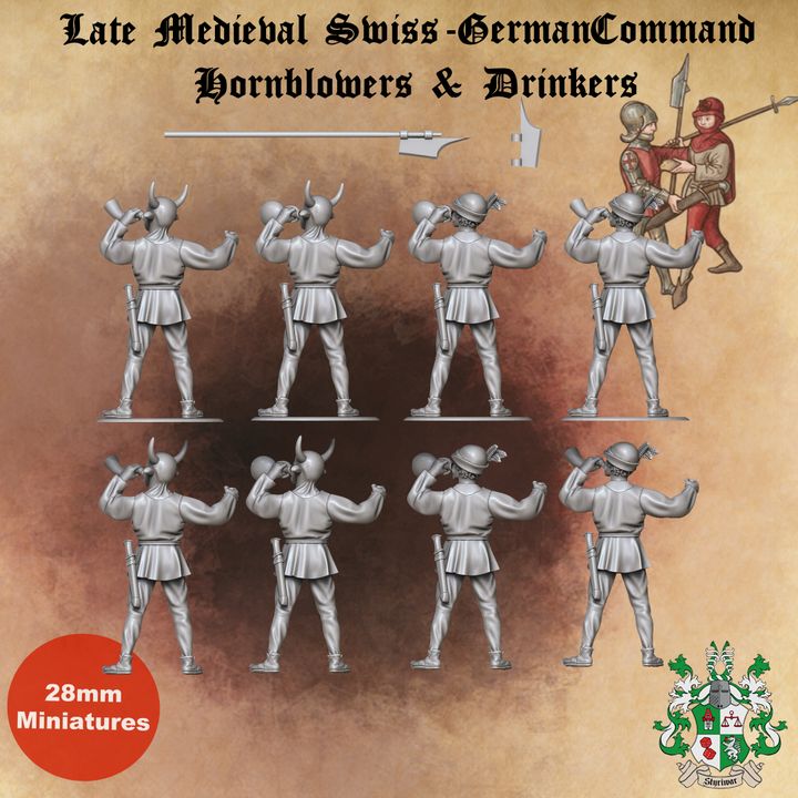 Late Medieval Swiss-German Command Hornblower & Drinking Characters by Styriwar