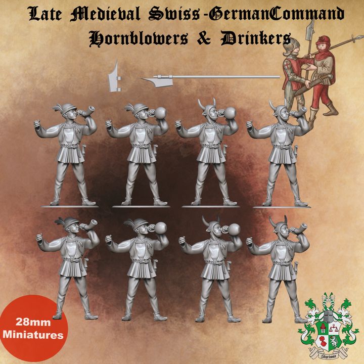 Late Medieval Swiss-German Command Hornblower & Drinking Characters by Styriwar