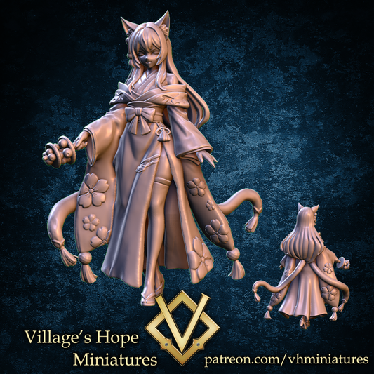 tail cat miko by Village's Hope Miniatures