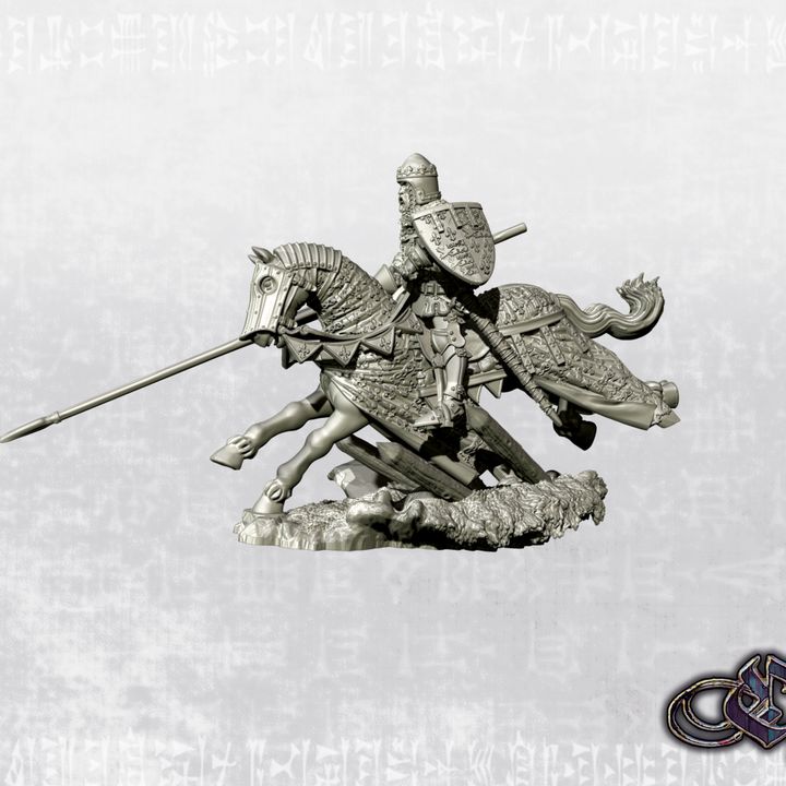 "Black Prince on horse with crowned bascinet" by Ezipion miniatures.