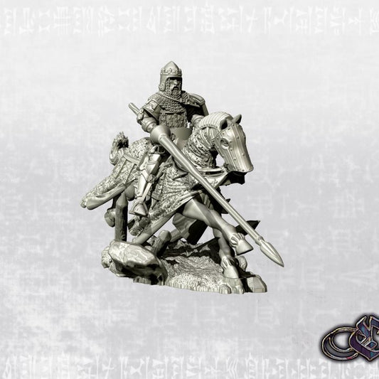 "Black Prince on horse with crowned bascinet" by Ezipion miniatures.