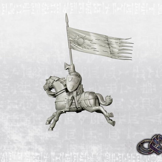“Geoffroi de Charny on horse with Oriflamme – 14th century by Ezipion miniatures
