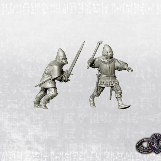 “French Men-at-arms charging – 14th century” by Ezipion miniatures