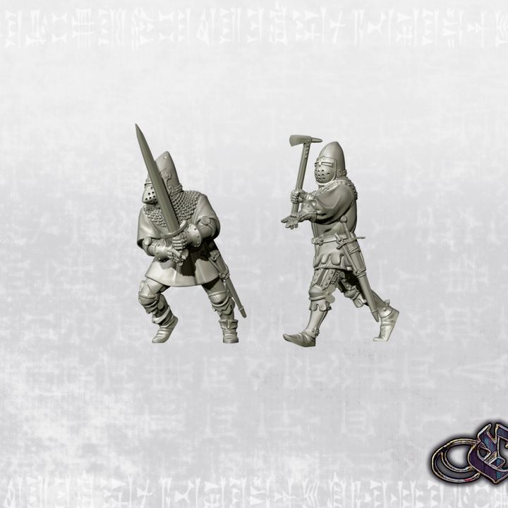 “French Men-at-arms charging – 14th century” by Ezipion miniatures