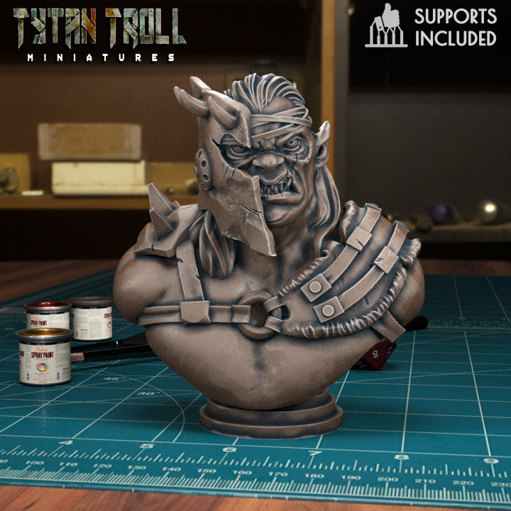 Orc Head Bust 04 by Tytan Troll Miniatures