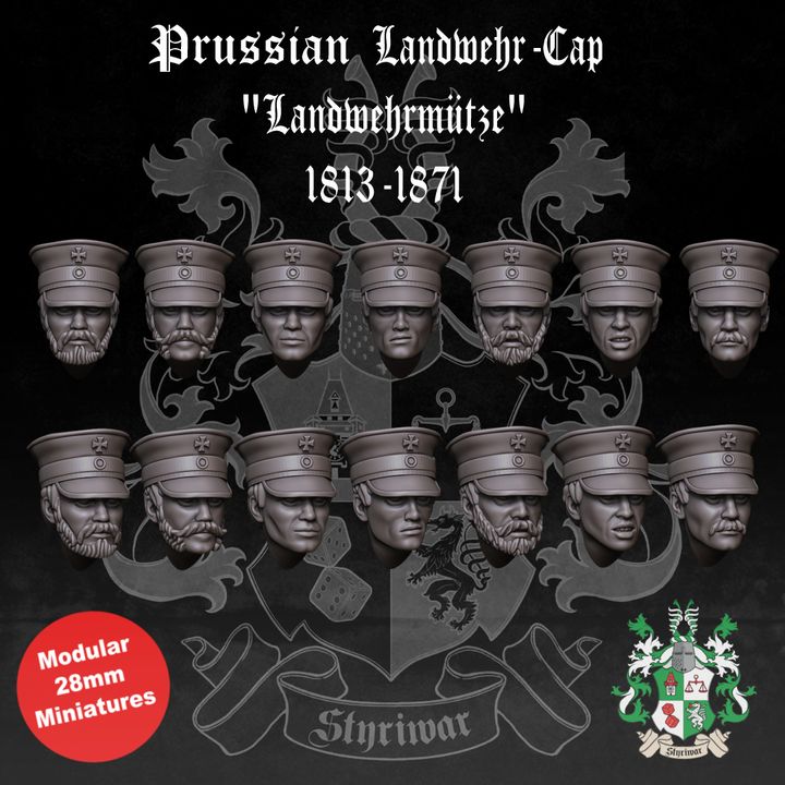 Prussian Landwehr Peaked Cap "Landwehrmütze" with Iron Cross 1813-71 head-bits by Styriwar